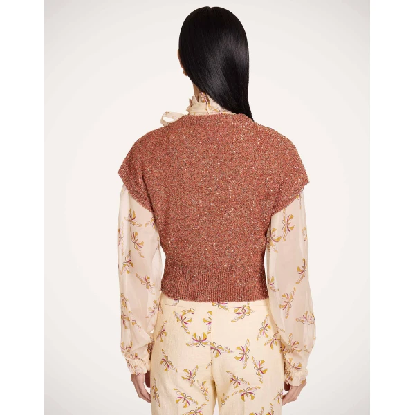 La DoubleJ Duchess Gilet in Solid Orange - Knitwear - Milanese Maximalist Fashion at Coveti