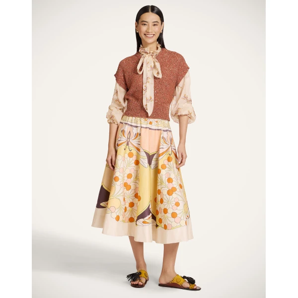 La DoubleJ Duchess Gilet in Solid Orange - Knitwear - Milanese Maximalist Fashion at Coveti