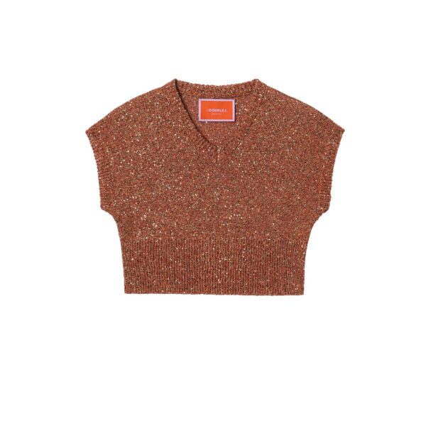 La DoubleJ Duchess Gilet in Solid Orange - Knitwear - Milanese Maximalist Fashion at Coveti