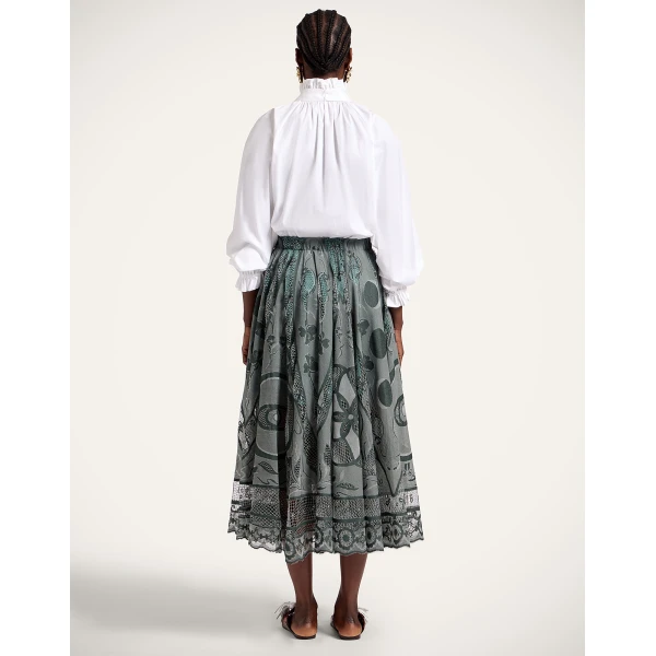 La DoubleJ Duchess Skirt in Solid Emerald - Skirts - Milanese Maximalist Fashion at Coveti