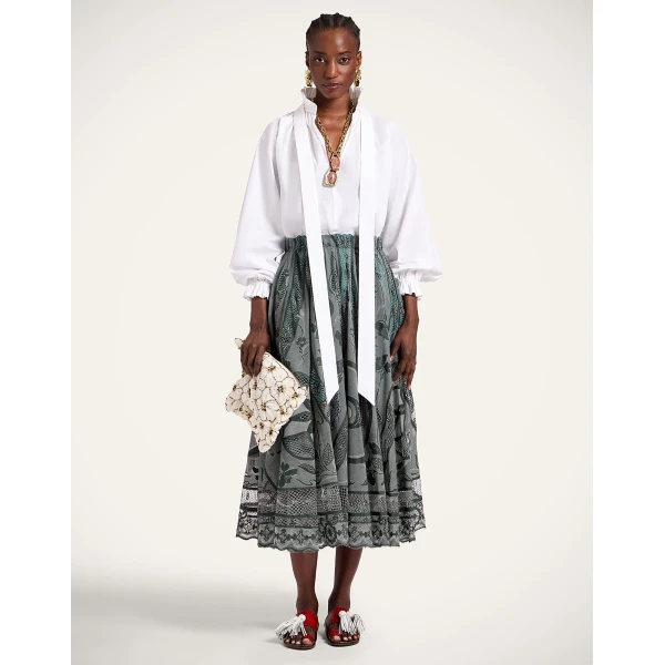La DoubleJ Duchess Skirt in Solid Emerald - Skirts - Milanese Maximalist Fashion at Coveti
