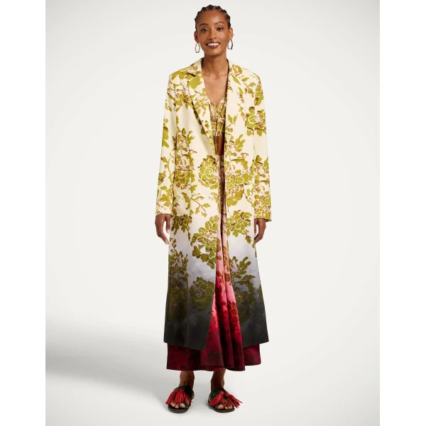 La DoubleJ Duster Coat in Oasis Ombré Placée Green & Black - Coats - Milanese Maximalist Fashion at Coveti