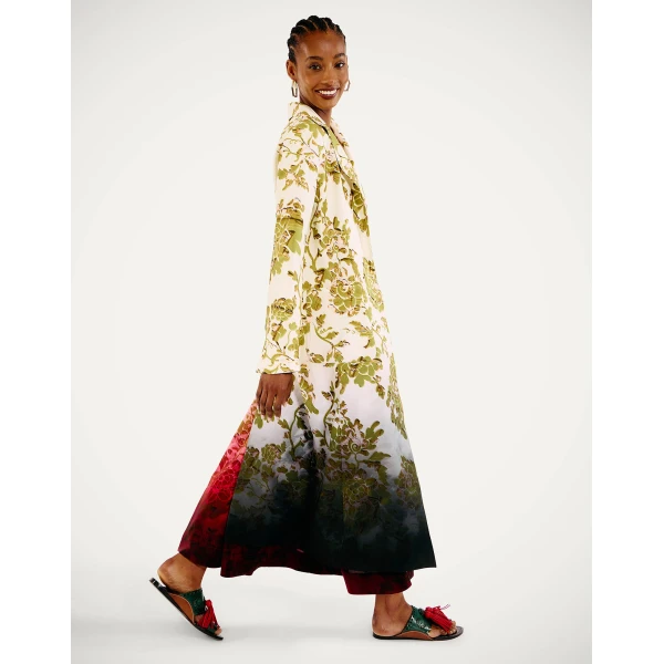 La DoubleJ Duster Coat in Oasis Ombré Placée Green & Black - Coats - Milanese Maximalist Fashion at Coveti