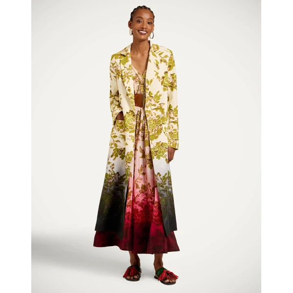 La DoubleJ Duster Coat in Oasis Ombré Placée Green & Black - Coats - Milanese Maximalist Fashion at Coveti