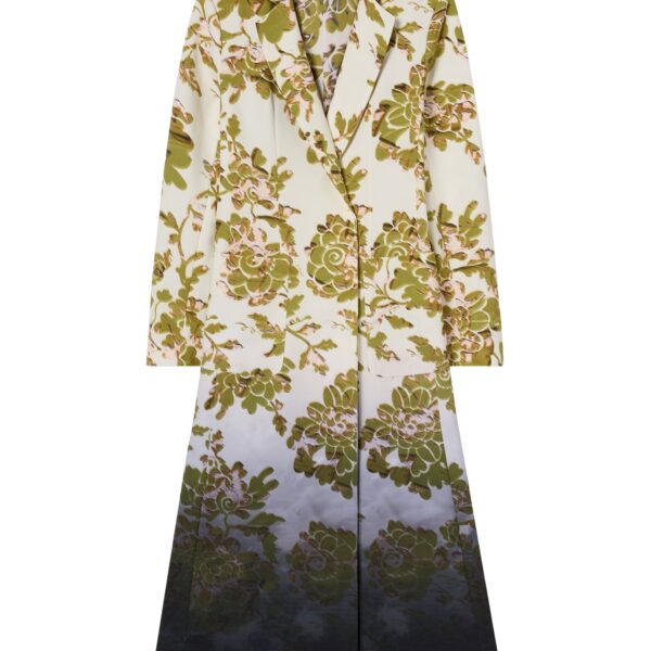 La DoubleJ Duster Coat in Oasis Ombré Placée Green & Black - Coats - Milanese Maximalist Fashion at Coveti