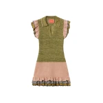 La DoubleJ Eight Counts Mini Dress in Color Block Green & Pink - Dresses - Milanese Maximalist Fashion at Coveti