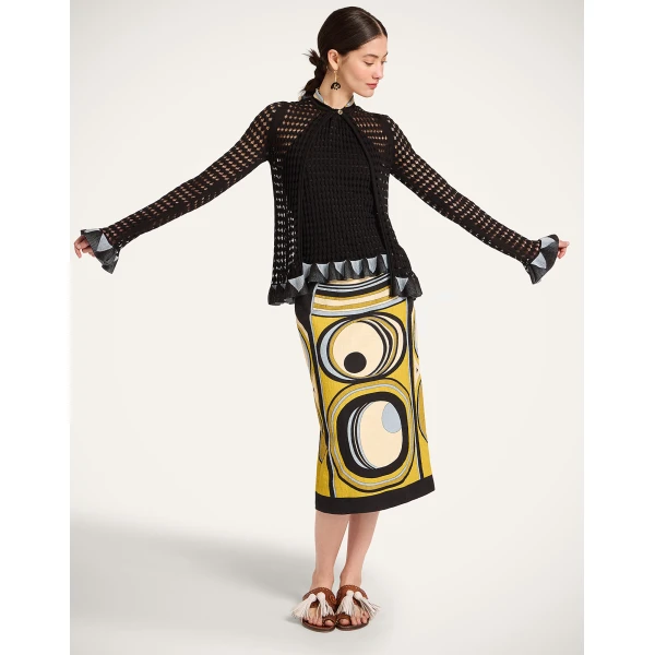 La DoubleJ Fiocchetto Cardigan in Solid Black - Knitwear - Milanese Maximalist Fashion at Coveti
