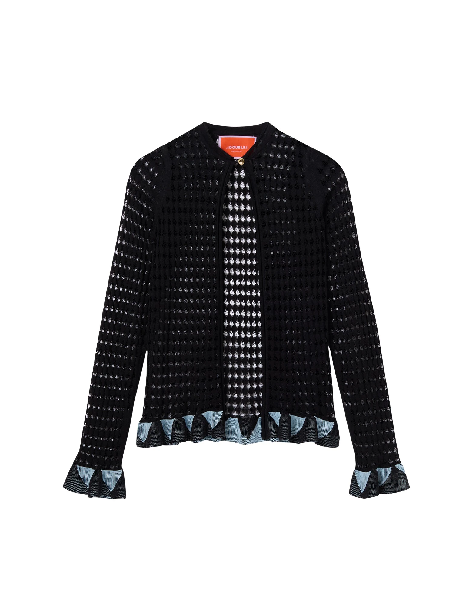 La DoubleJ Fiocchetto Cardigan in Solid Black - Knitwear - Milanese Maximalist Fashion at Coveti