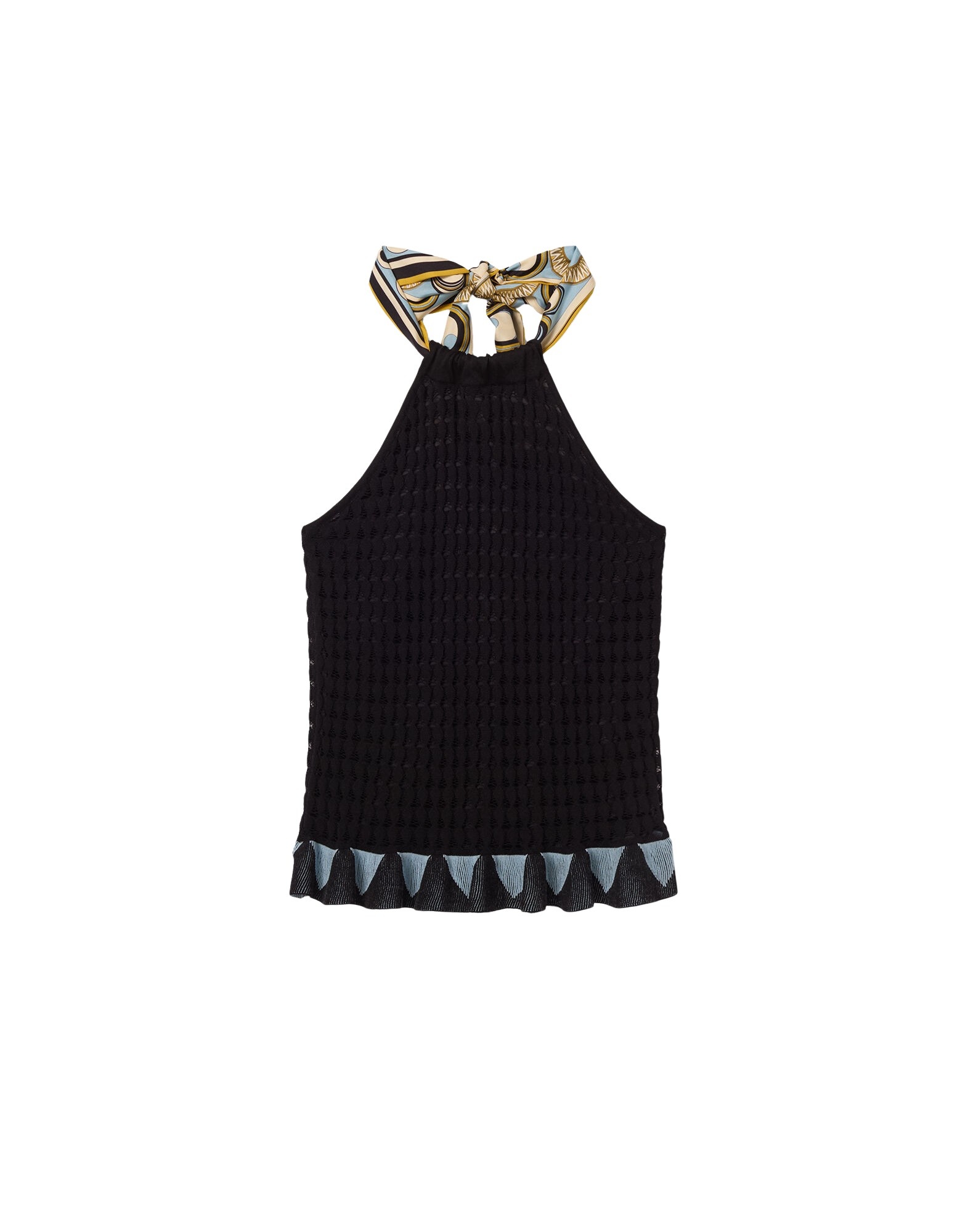 La DoubleJ Fiocchetto Top in Solid Black - Knitwear - Milanese Maximalist Fashion at Coveti