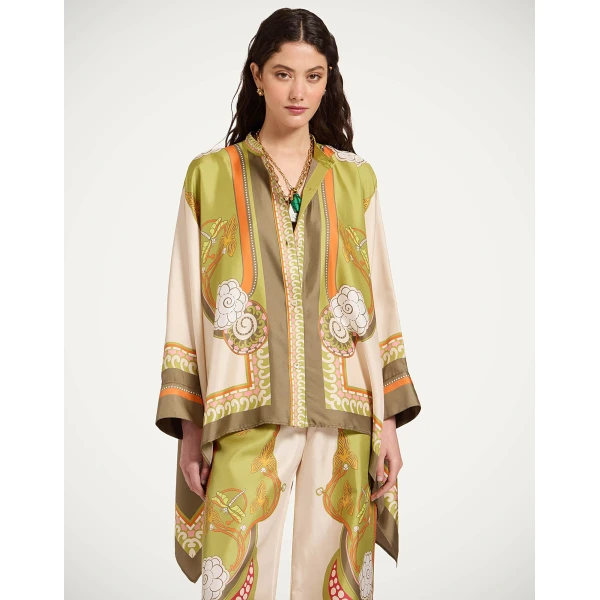 La DoubleJ Foulard Shirt in Ambrosia Placée Ivory - Tops - Milanese Maximalist Fashion at Coveti