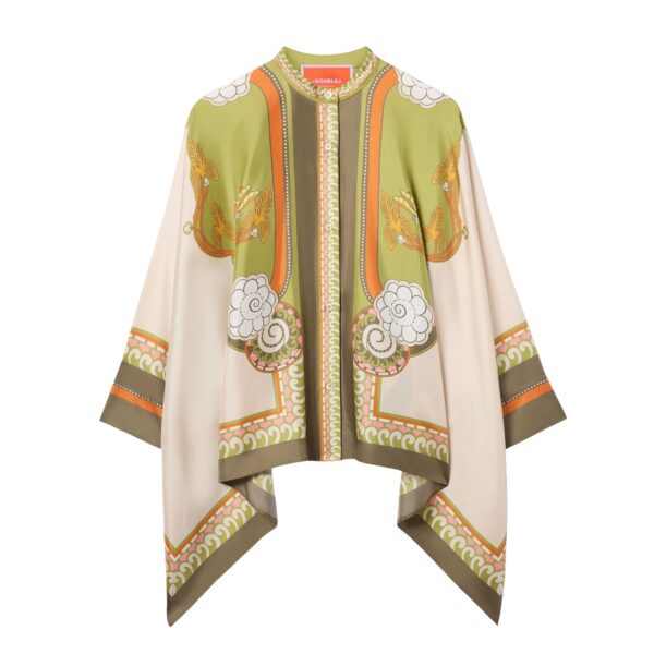 La DoubleJ Foulard Shirt in Ambrosia Placée Ivory - Tops - Milanese Maximalist Fashion at Coveti