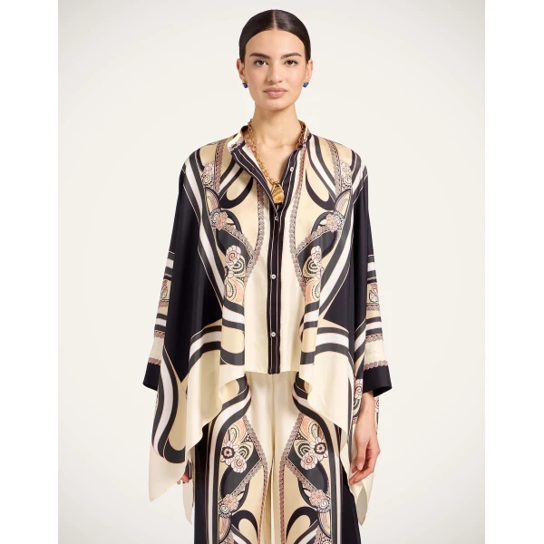 La DoubleJ Foulard Shirt in Ambrosia Placée Pale Pink - Tops - Milanese Maximalist Fashion at Coveti