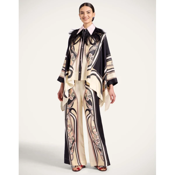 La DoubleJ Foulard Shirt in Ambrosia Placée Pale Pink - Tops - Milanese Maximalist Fashion at Coveti