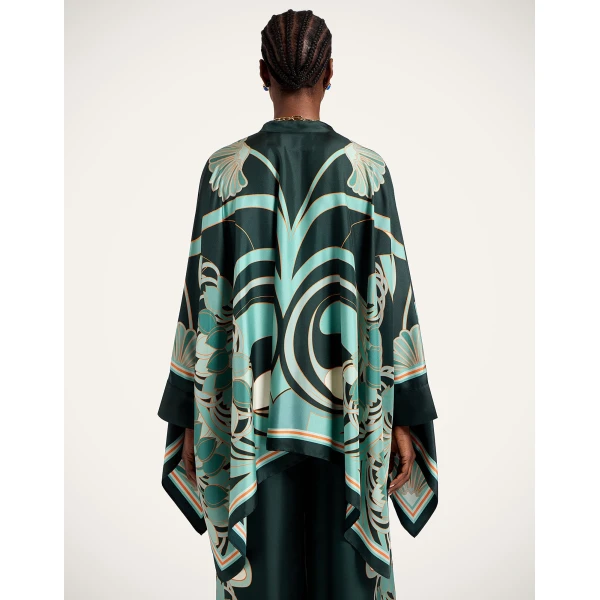 La DoubleJ Foulard Shirt in Blooming Tulip Placée Dark Green - Tops - Milanese Maximalist Fashion at Coveti