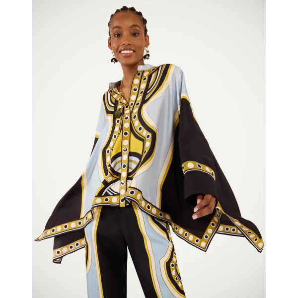 La DoubleJ Foulard Shirt in Sanctuary Placée Light Blue - Tops - Milanese Maximalist Fashion at Coveti