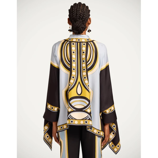 La DoubleJ Foulard Shirt in Sanctuary Placée Light Blue - Tops - Milanese Maximalist Fashion at Coveti
