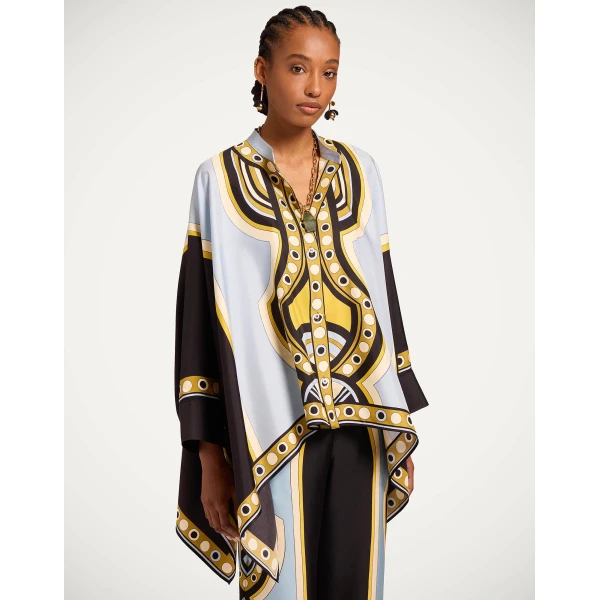 La DoubleJ Foulard Shirt in Sanctuary Placée Light Blue - Tops - Milanese Maximalist Fashion at Coveti