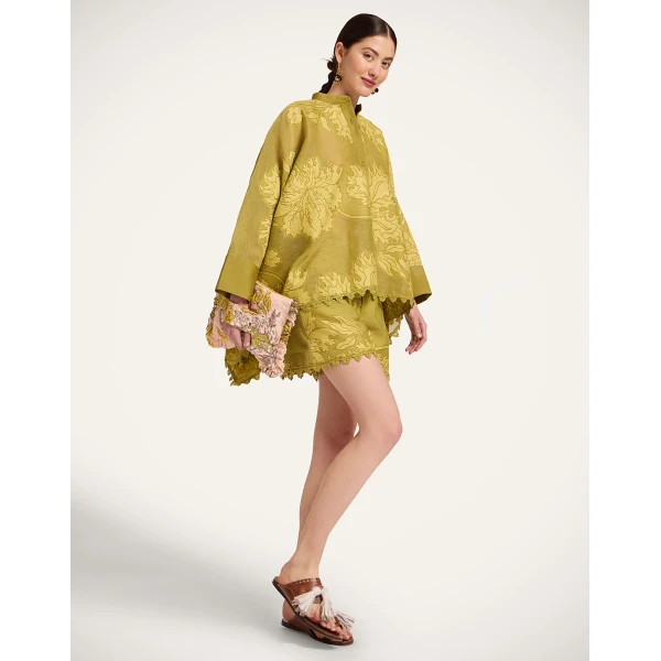 La DoubleJ Foulard Shirt in Solid Green - Tops - Milanese Maximalist Fashion at Coveti