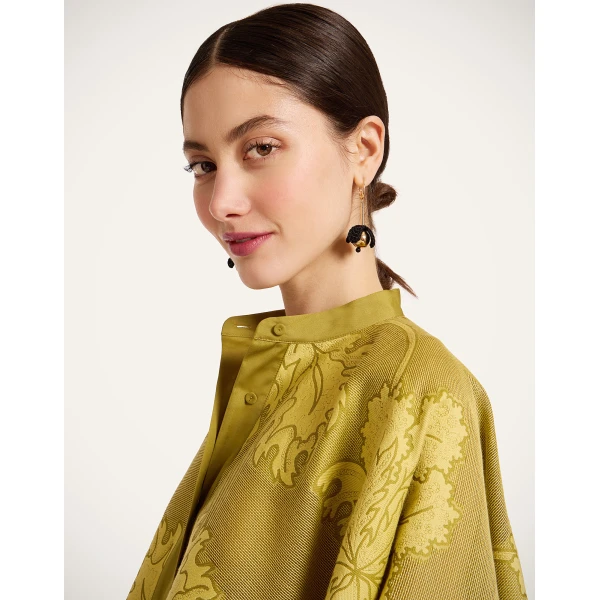 La DoubleJ Foulard Shirt in Solid Green - Tops - Milanese Maximalist Fashion at Coveti