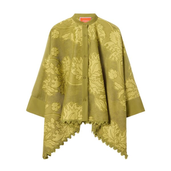 La DoubleJ Foulard Shirt in Solid Green - Tops - Milanese Maximalist Fashion at Coveti