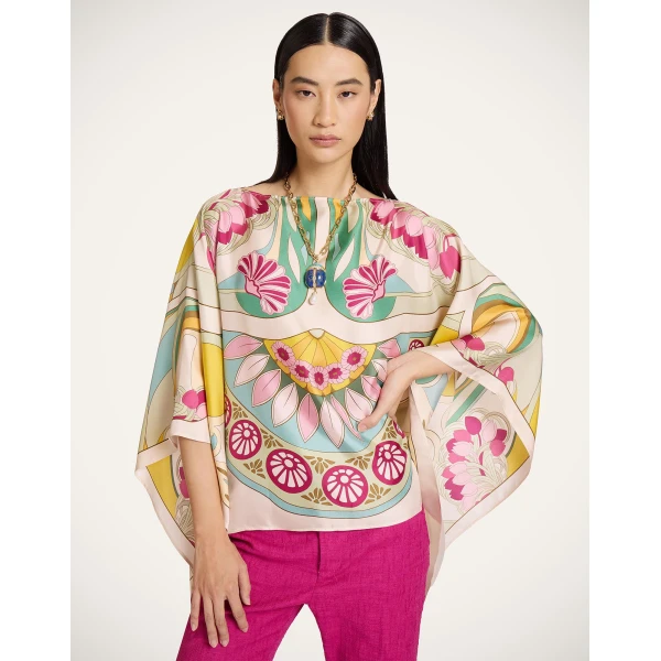 La DoubleJ Foulard Top in Tulip Placée Green - Tops - Milanese Maximalist Fashion at Coveti