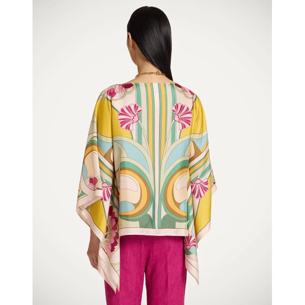 La DoubleJ Foulard Top in Tulip Placée Green - Tops - Milanese Maximalist Fashion at Coveti