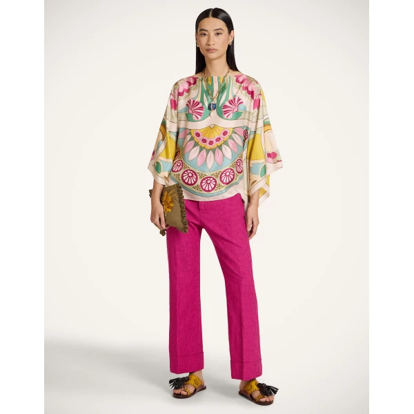 La DoubleJ Foulard Top in Tulip Placée Green - Tops - Milanese Maximalist Fashion at Coveti