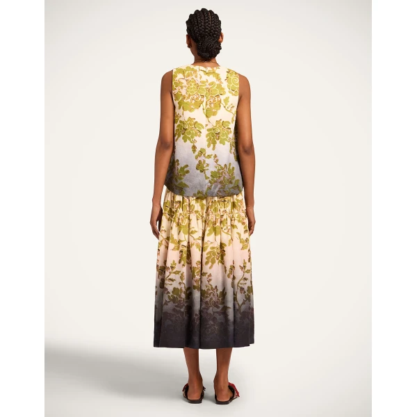 La DoubleJ Gala Skirt in Oasis Ombré Placée Green & Black - Skirts - Milanese Maximalist Fashion at Coveti