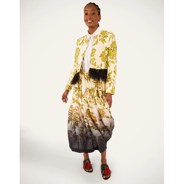 La DoubleJ Gala Skirt in Oasis Ombré Placée Green & Black - Skirts - Milanese Maximalist Fashion at Coveti