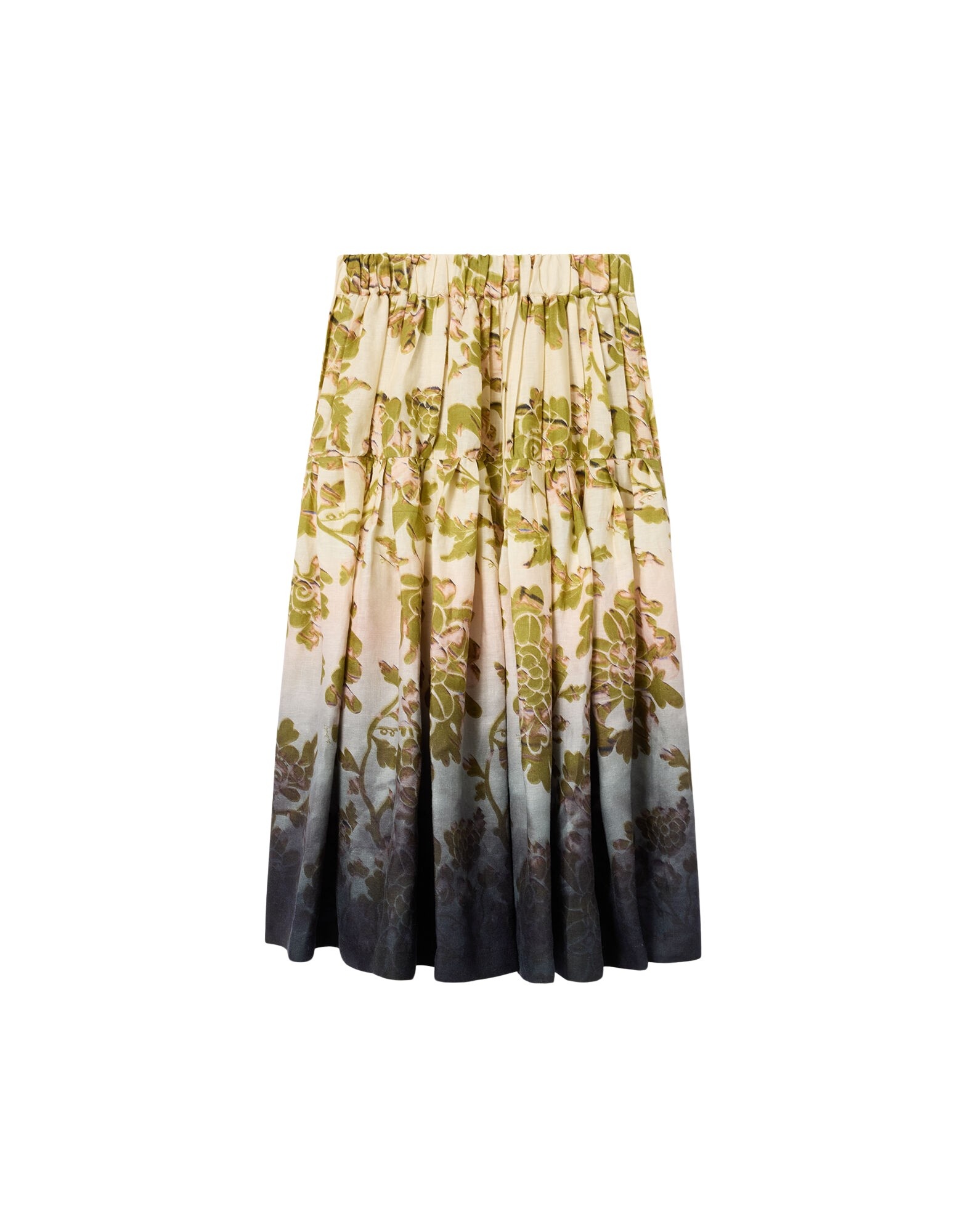 La DoubleJ Gala Skirt in Oasis Ombré Placée Green & Black - Skirts - Milanese Maximalist Fashion at Coveti