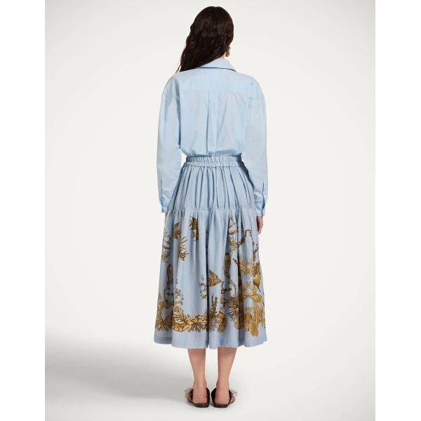 La DoubleJ Gala Skirt in Oceania Placée Light Blue - Skirts - Milanese Maximalist Fashion at Coveti