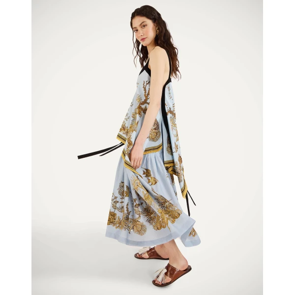 La DoubleJ Gala Skirt in Oceania Placée Light Blue - Skirts - Milanese Maximalist Fashion at Coveti