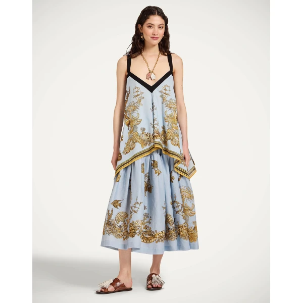 La DoubleJ Gala Skirt in Oceania Placée Light Blue - Skirts - Milanese Maximalist Fashion at Coveti