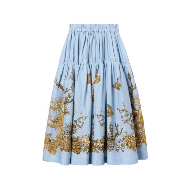 La DoubleJ Gala Skirt in Oceania Placée Light Blue - Skirts - Milanese Maximalist Fashion at Coveti