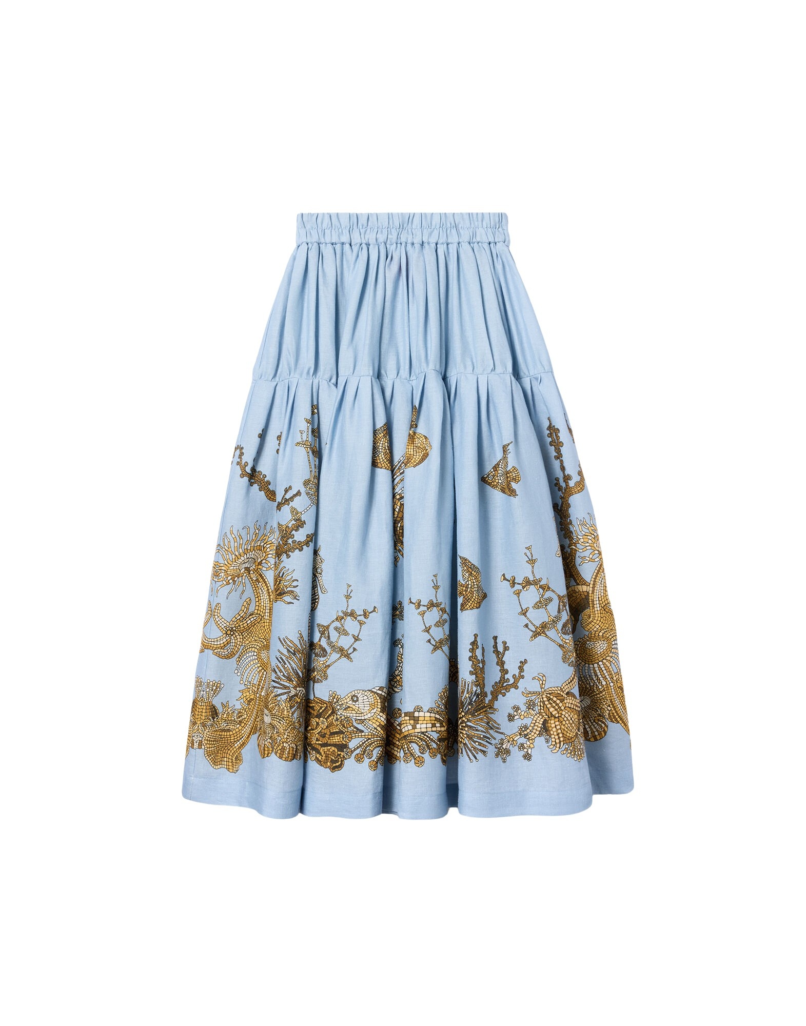 La DoubleJ Gala Skirt in Oceania Placée Light Blue - Skirts - Milanese Maximalist Fashion at Coveti