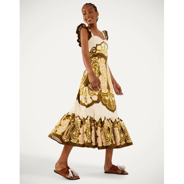 La DoubleJ Gingerbread Dress in Cocoon Placée Brown - Dresses - Milanese Maximalist Fashion at Coveti