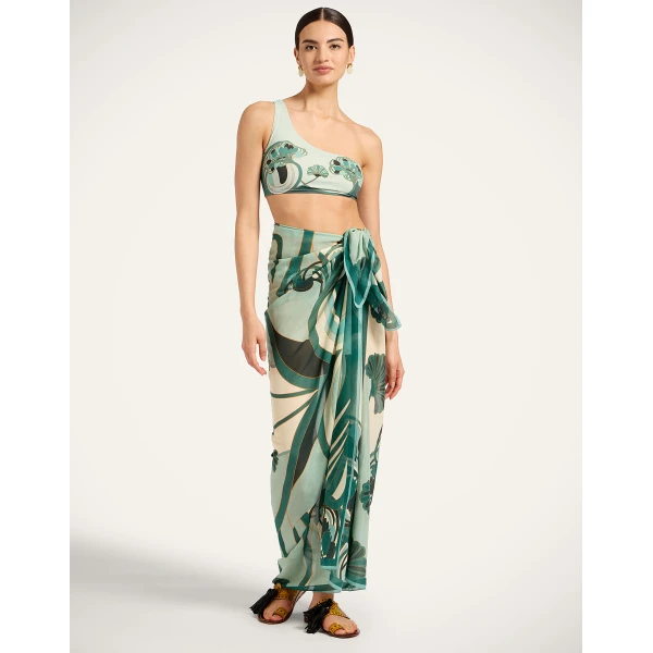 La DoubleJ Goddess Top in Blooming Tulip Placée Mint - Beachwear - Milanese Maximalist Fashion at Coveti
