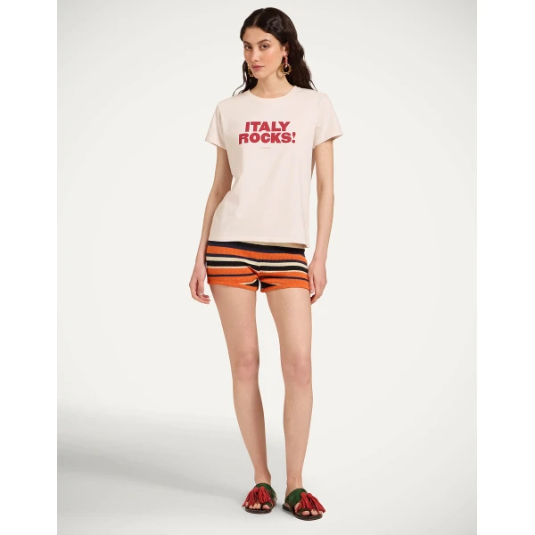 La DoubleJ High Tee Shirt in Solid Ecru - Tops - Milanese Maximalist Fashion at Coveti