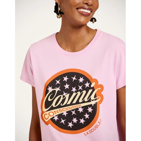 La DoubleJ High Tee Shirt in Solid Lilac - Tops - Milanese Maximalist Fashion at Coveti
