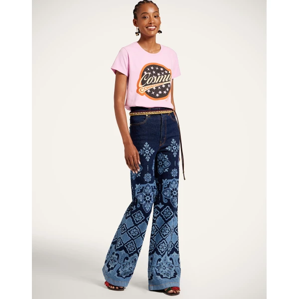 La DoubleJ High Tee Shirt in Solid Lilac - Tops - Milanese Maximalist Fashion at Coveti