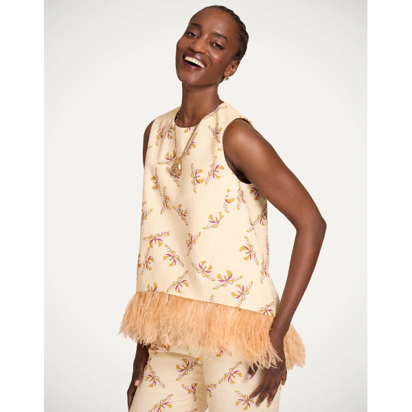 La DoubleJ La Scala Top in Farfalla Buttercream - Tops - Milanese Maximalist Fashion at Coveti