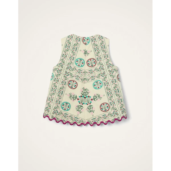 La DoubleJ La Scala Top in Florette Tiles Ecru - Tops - Milanese Maximalist Fashion at Coveti