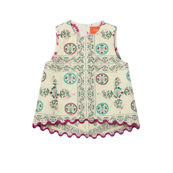 La DoubleJ La Scala Top in Florette Tiles Ecru - Tops - Milanese Maximalist Fashion at Coveti