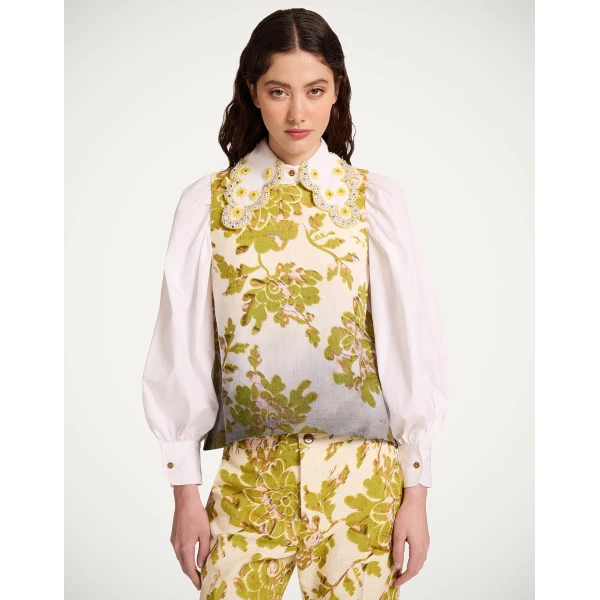 La DoubleJ La Scala Top in Oasis Ombré Placée Green & Black - Tops - Milanese Maximalist Fashion at Coveti