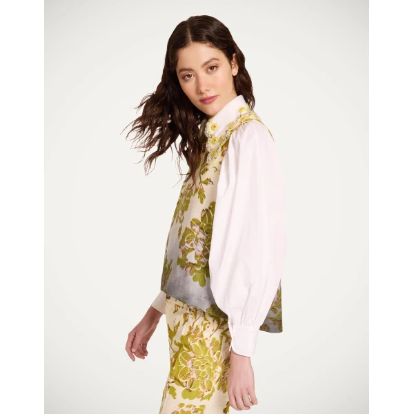 La DoubleJ La Scala Top in Oasis Ombré Placée Green & Black - Tops - Milanese Maximalist Fashion at Coveti