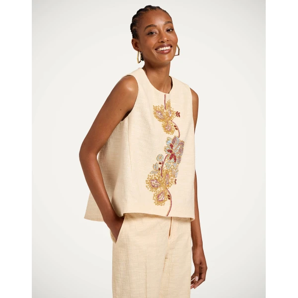 La DoubleJ La Scala Top in Solid Ivory - Tops - Milanese Maximalist Fashion at Coveti