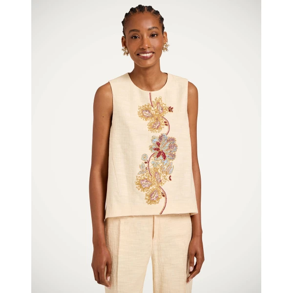 La DoubleJ La Scala Top in Solid Ivory - Tops - Milanese Maximalist Fashion at Coveti