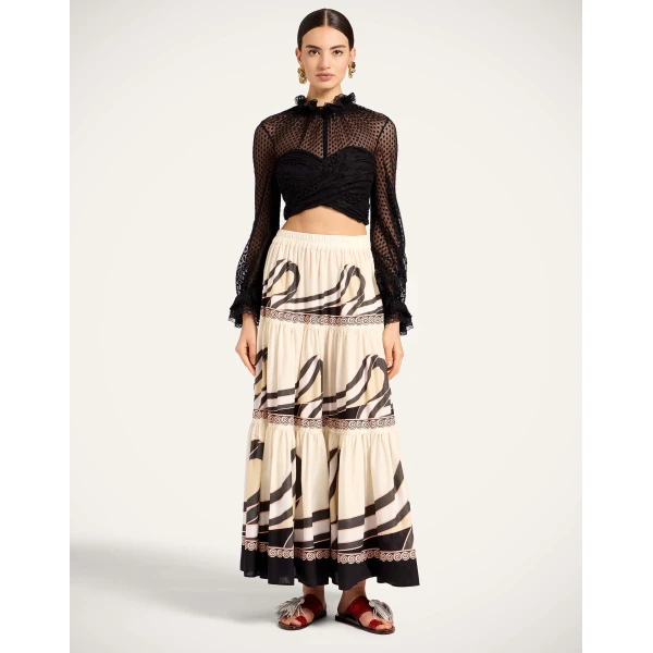 La DoubleJ Lacey En Pointe Top in Solid Black - Tops - Milanese Maximalist Fashion at Coveti