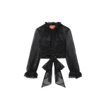 La DoubleJ Lacey En Pointe Top in Solid Black - Tops - Milanese Maximalist Fashion at Coveti