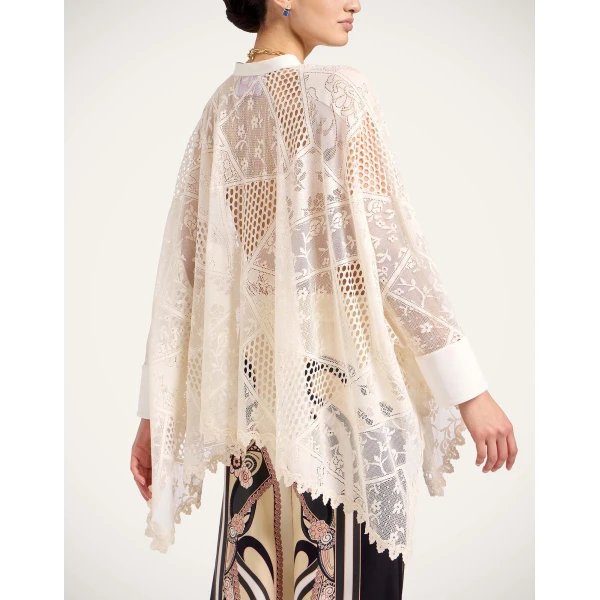 La DoubleJ Lacey Foulard Shirt in Solid Ecru - Tops - Milanese Maximalist Fashion at Coveti